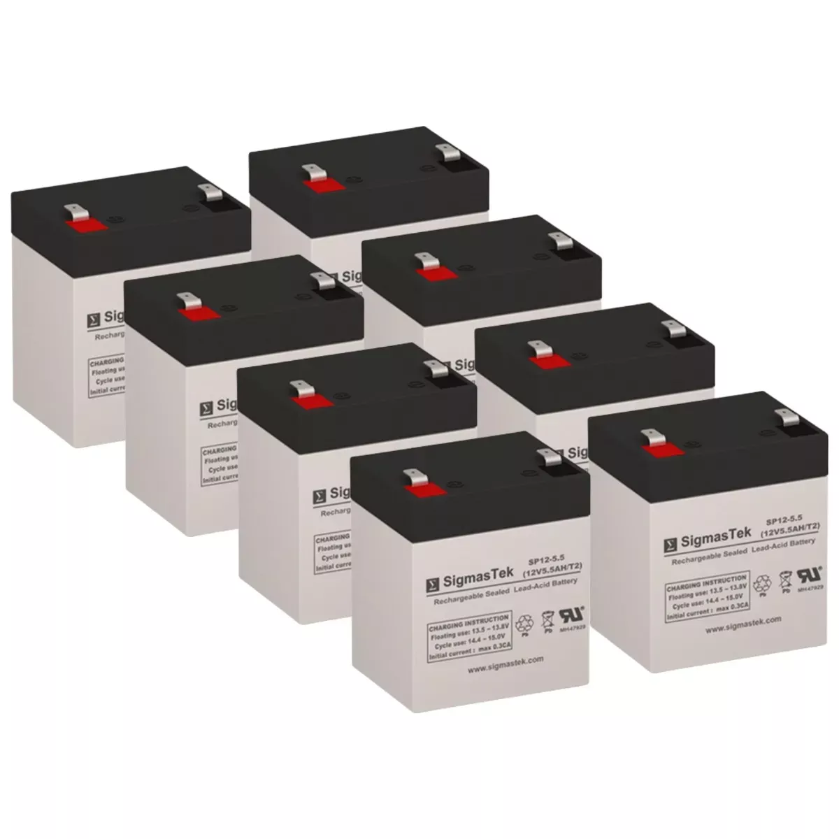 12 Volt 5.5 Amp F2 SLA Batteries - Set of 8