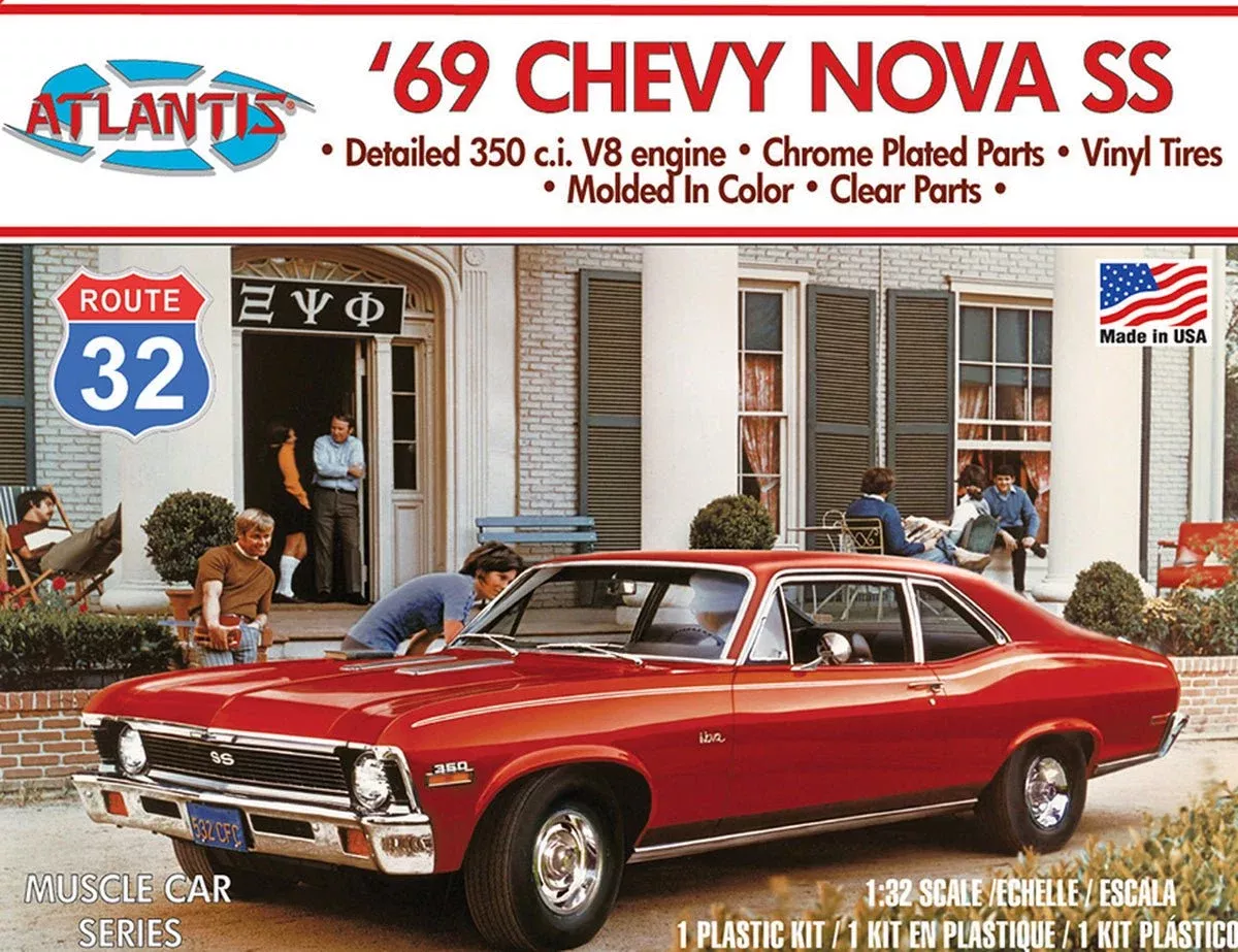 Atlantis Models - 1/32 1969 Chevy Nova SS Route 32 Plastic Model Kit, Skill Level 2
